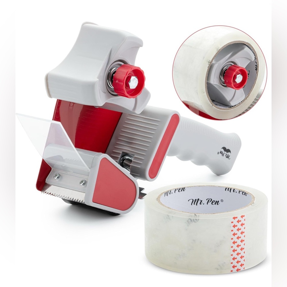 Mr. Pen Red Gray Tape Dispenser Clear Tape